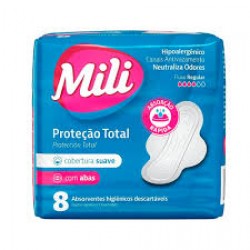 Absorvente Mili ProteÇÃo Total Suave Abas 8un