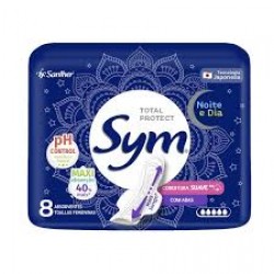 Absorvente Sym Noite E Dia Total Protect Suave Com Abas 8un