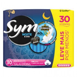 Absorvente Sym Noite E Dia Suave Com Abas 30un