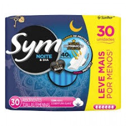 Absorvente Sym Noite E Dia Seca Com Abas 30un