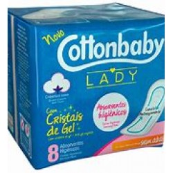 Absorvente Cottonbaby Lady Cristais De Gel Sem Abas 8un