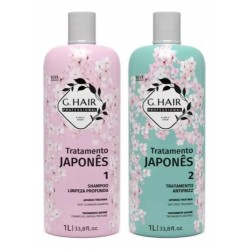 Kit Escova Progressiva G.hair Tratamento JaponÊs Shampoo+tratamento 2etapas 1l