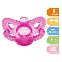 Chupeta Lolly Nenny 100% Silicone Redondo T1 Rosa Ref.6111