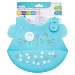 Babador Lolly Infantil Silicone Pega Migalhas Azul Ref.7123