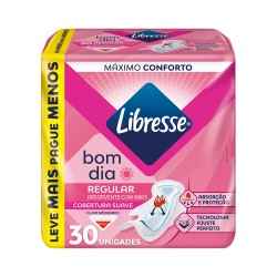 Absorvente Libresse Bom Dia Regular Suave Com Abas 30un