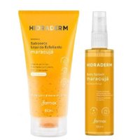 Kit Hidraderm Banho Premium MaracujÁ Spa Em Casa Sabonete Liquido Esfoliante 180ml + Body Splash 190ml
