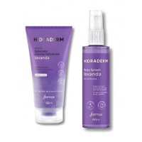 Kit Hidraderm Banho Premium Lavanda Spa Em Casa Sabonete Liquido Esfoliante 180ml + Body Splash 190ml