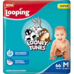 Fralda Looping Looney Tunes Hiper M 54un