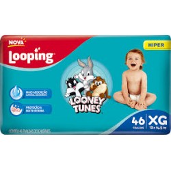 Fralda Looping Looney Tunes Hiper Xg 42un. 42 Unidades Supergel Absorvente_#44; Ajuste Anatômico E Indicador De Umidade