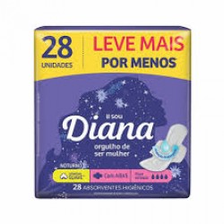 Absorvente Diana Noturno Suave Com Abas 28un