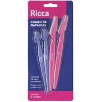 Combo De Navalhas Para Sobrancelhas Ricca 4un Ref.641