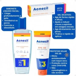 Acnezil Kit Sabonete LÍq +protetor Solar Fps30+gel Secativo