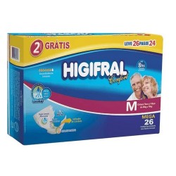 Fralda Higifral Confort Mega M Leve26 Pague 24un