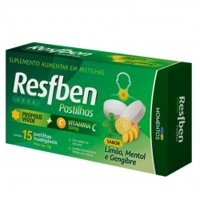 Resfben Pastilhas PrÓpolis Verde + Vitamina C Sabor LimÃo Mentol E Gengibre 15und