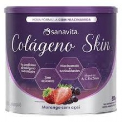 ColÁgeno Skin Niacinamida Morango Com AÇaÍ 200g Sanavita