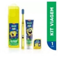 Kit Gum Viagem Kids Bob Esponja Escova Dental+gel Dental+fio