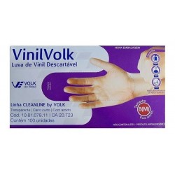 Luva De Vinil Volk DescartÁvel Com Amido M 100un