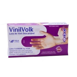 Luva De Vinil Volk DescartÁvel Sem Amido P 100un