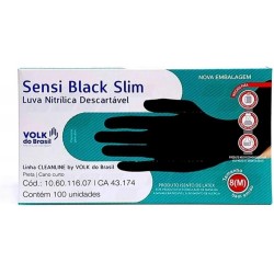 Luva NitrÍlica Volk DescartÁvel Sensi Black Slim M 100un