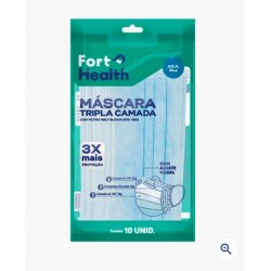 MÁscara DescartÁvel Fort Health Tripla Azul 10un