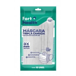 MÁscara DescartÁvel Fort Health Tripla Branca 10un