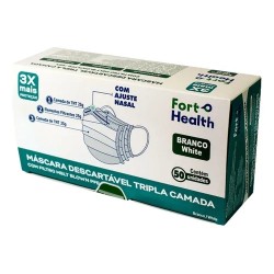 MÁscara DescartÁvel Fort Health Tripla Branca 50un