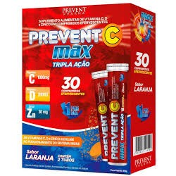 Prevent C Max Tripla AÇÃo Vitamina C D Zn 30cpr Efervescente