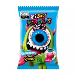 Bala Gelatina Dip Loko Monsters Olho Famintos Com Recheio 12g