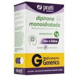 Dipirona Monoidratada 1g 20cpr Gen.prati. Analgésico E Antitérmico_#44; Siga A Bula Quanto à Posologia E Contraindicaçõe