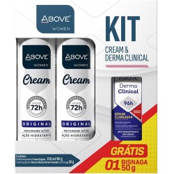 Desodorante Above F Aero Cream Original 72h 2un 150ml + Desodorante F Creme Derma Clinical 50g
