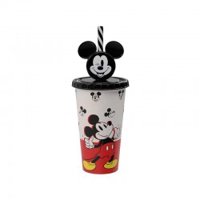 Copo PlasÚtil Refri Mickey Com Canudo 500ml