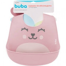 Babador Buba Silicone Com Pega Migalhas Gumy Rosa Ref.12093