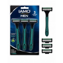 Aparelho De Barbear Iamo Premium Men Kit 3 Laminas+3cargas