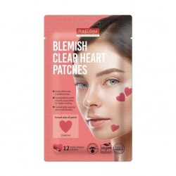 Adesivo Secativo Para Espinhas E Cravos Purederm Blemish Clear Heart Patches 12un Ads823